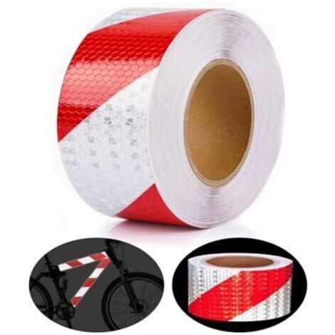 Bande réfléchissante rouge et blanche 25 m x 5 cm, autocollante, haute intensité, imperméable, pour vélos, véhicules, voitures