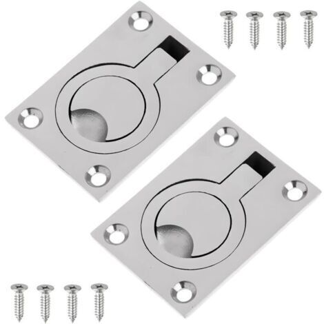 2 PACKS Loquet de Plancher de Bateau Poignée de Traction à Anneau en Acier Inoxydable Trappe de Pont Pour Bateau Dériveur Yacht Etc Accessoires Marins 62x44MM (1/4)