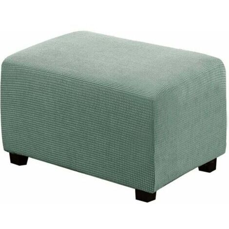 Housse de Pouf carrée Extensible en Peluche, Housses de Repose-Pieds en Jacquard Doux pour protéger Le Repose-Pieds, Housse de Pouf avec Fond élastique, Lavable en Machine -Vert (1/4)