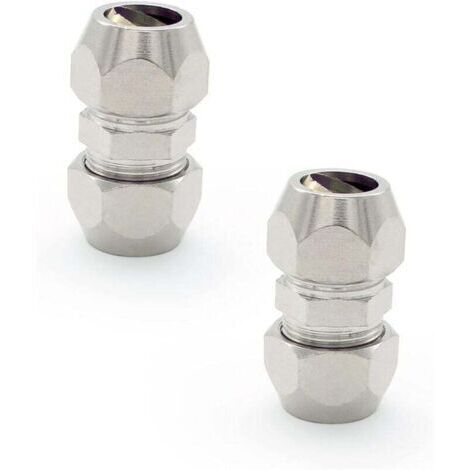 2 Pièces Raccord Olive Gaz. Argent Tuyau Pneumatique Raccord. Cuivre Nickelé Tube Double Droite Connecteur Rapide. Convient pour Plomberie. Compresseur D'air.（8mm）