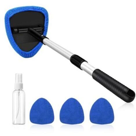 Kit de nettoyage de pare-brise 5 pièces – Nettoyant pour pare-brise de voiture avec tige télescopique, 3 tampons en microfibre et vaporisateur – Nettoyant pour pare-brise de voiture p (1/4)