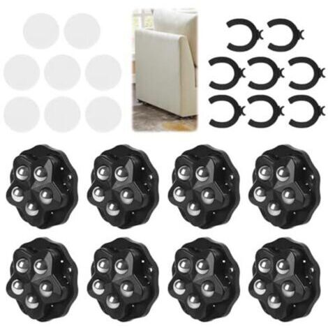 Lot de 8 roulettes à billes robustes, roulettes à rouleaux solides auto-adhésives à 360 degrés pour meubles, boîtes de rangement, petits appareils électroménagers, poubelles