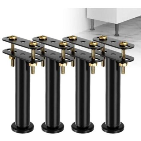 Lot de 4 pieds de lit réglables en hauteur de 18 à 32 cm - Pieds de support moyens robustes pour cadre de lit - Kit de renforcement pour sommier à lattes (1/4)