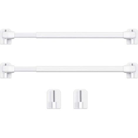 Tringle à Rideau en Plastique Réglable Tringle à Rideau Extensible pour Fenêtre Barres d'Armoire Tige de Tension Crochets de Tringle à Rideau Adhésive, 40-60cm (Blanc,2pcs) (1/4)