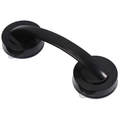 Poignée de douche simple sans perforation - Ventouse verrouillable - Poignée de douche pour personnes âgées avec poignée à ventouse - Noir