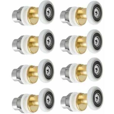 Roulettes de porte de douche, roulettes de porte coulissante, poulies de porte de douche, roues de remplacement pour roulettes de 27 mm de diamètre, 8 pièces