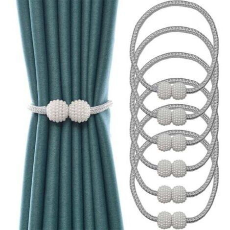 6 PIÈCES Embrases pour Voilages, Embrase Rideaux Aimanté, Attache Rideau Aimantée, Mbrasses Magnétiques pour Rideaux pour Décoration de Salon, Bureau et Chambre à Coucher (Gris) (1/4)