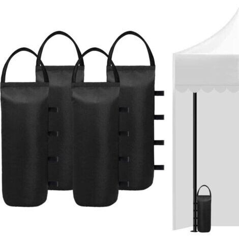 4 sacs de lestage cylindriques noirs pour auvents, sacs lourds pour tentes avec publicité extérieure, sacs de lestage coupe-vent pour auvents pliables (sable non inclus) (1/4)