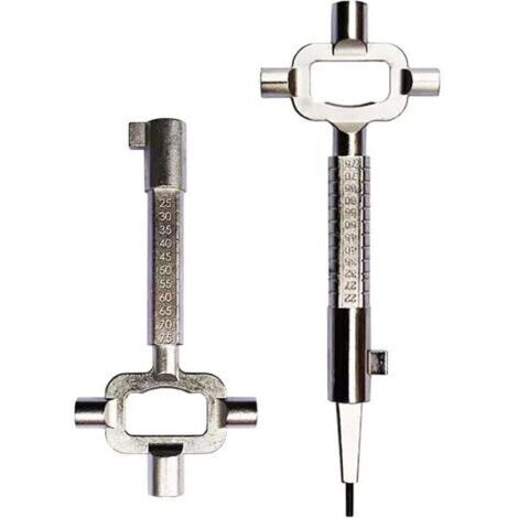 Lot de 2 clés d'armoires électriques - Clé de construction - Clé d'architecte - Outil d'ouverture de porte - Clé de construction universelle - Clé de construction multifonction
