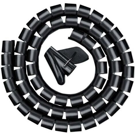 Goulotte de câbles 3,0 m, gaine spiralée flexible pour bureau, gaine spiralée pour câble de 20 mm, noire
