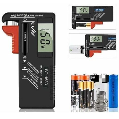 Testeur de Piles numérique - Testeur de Piles Universel - Batterie Testeur - Pour AA, AAA, C, D, PP3, 9V, 1.5V, Piles Bouton - Fonctionne sans Pile