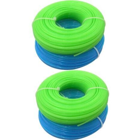 Fil de tondeuse universel en nylon, bobine de 1,6 mm x 30 m, lot de 4, vert et bleu