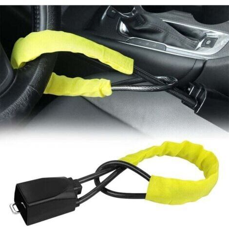 Jaune, serrure de volant serrure de ceinture de sécurité antivol sac à main serrure convient à la plupart des voitures SUV golf cart,655.7cm (1/4)