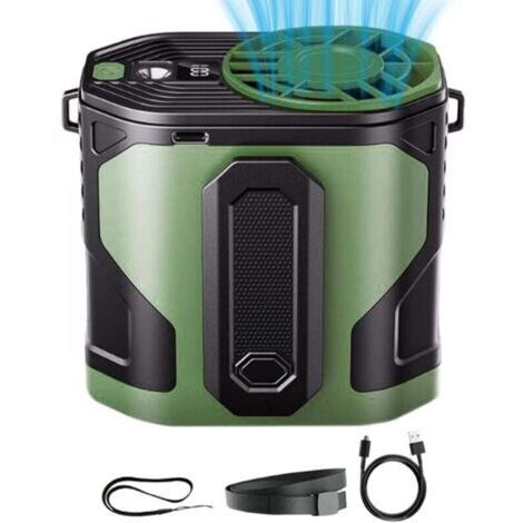 Générique Ventilateur De Ceinture,Ventilateur Personnel De Ceinture Portable Rafraîchissement - Appareil Portatif Sur Batterie 100 Vitesses Avec Torche Pour Cou Chantier Camping (1/4)