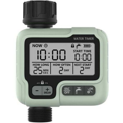 Programmateur Arrosage Minuterie Irrigation IPX5 Imperméable Arroseur Automatique Manuel avec Grand Écran LCD Facile Installation