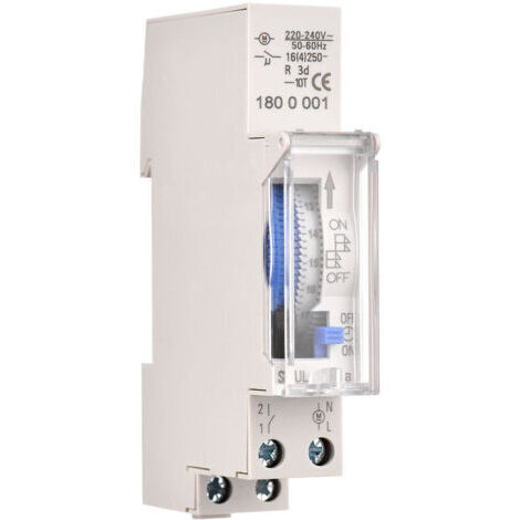 Minuterie mécanique de 24 heures Minuterie minimale de 15 minutes Montage sur rail Batterie intégrée, SUL180a AC220-240V Gris - SUL180a AC220-240V Gris