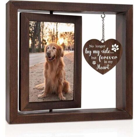 Cadre photo commémoratif pour animal de compagnie - 23 x 20,5 cm (H) - Souvenir impérissable d'un chat ou d'un chien - Conservation des cendres - Conservation de mèches de poils - Cadre photo en homma (1/4)