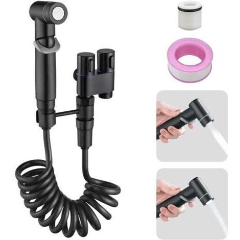 Plumeau de bidet, luminaire de bidet 1 entrée - double commande pour contrôle 2 fois, ensemble plumeau avec contrôle principal de la pression du liquide de douche féminine, animal de compagnie, mousse (1/5)