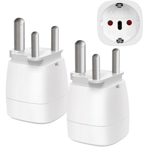 【2 Pièces】 Adaptateur de Voyage France vers Afrique du Sud, 2 Broches Europe vers 3 Broches Type M, Adaptateur de Prise pour Mozambique, Bhoutan, Namibie, Botswana