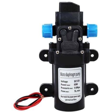 Pompe à eau, 12V auto-amorçante 60W 5L/Min pompe à pression eau avec pressostat pompe auto-amorçante membrane camping-car pompe à eau pompe haute pression pompe à eau sous pression