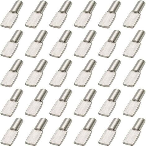 100Pcs Taquet Etagere, 5mm Support d'Étagère Étagère Broches Cheville Etagere Supports de Plaque en Métal Nickelé pour Armoire Bureau Accessoires (1/4)