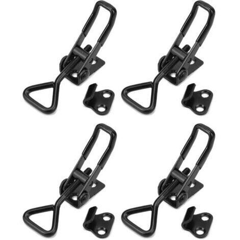 10 pièces. Loquet a Bascule en Acier au Carbon, Fermeture à Levier Capacité de Rétention 100kg pour Boîtes, Coffre, Armoire (95mm Noir) (1/4)