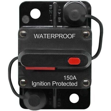 Disjoncteur de Voiture 30A - 150A, DC 12V - 48V Disjoncteur Étanche avec Réinitialisation Manuelle pour Moteur Auto Voiture Marine Bateau Vélo Stéréo Audio, 150A (1/4)