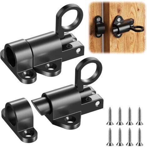 Lot de 2 Loquet Porte Boulons à Ressort, Serrure Porte Métal, Verrou de Porte Verrouillage Automatique, Loquets et Verrous de Portes, pour Portes D'armoire, Portails de Jardin, Cages pour Animaux