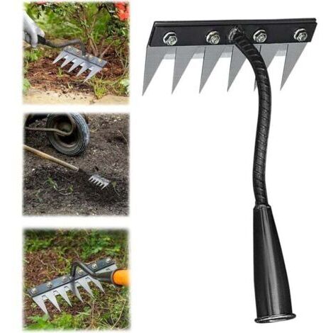 6 Dents Rateau De Désherbage, Outil De Râteau De Désherbage , Râteau De Jardin en Métal Très Résistant, Rateau pour Désherber/Ameublir/Semence (6 Dents) (1/4)