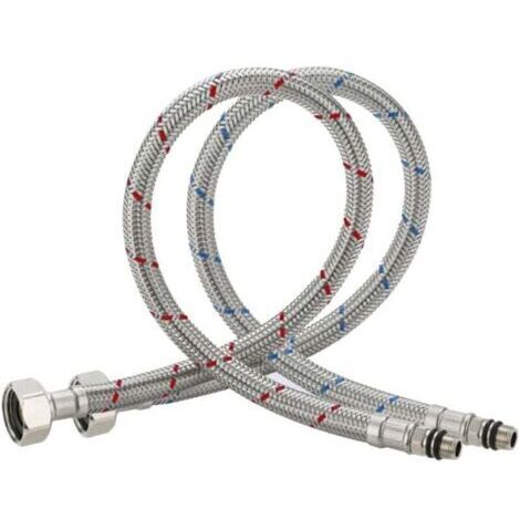 Lot de 2 raccords flexibles pour robinet mitigeur intégré de cuisine/lavabo, norme britannique, M10 x 1/2, longueur 600 mm