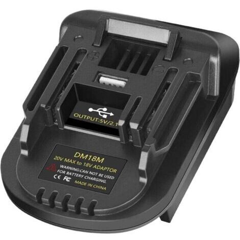 Adaptateur de batterie DM18M pour outils Makita 18 V, pour batteries Dewalt 20 V et Milwaukee M18 18 V vers batteries Makita 18 V BL1830 BL1840 BL1850 avec port de charge USB