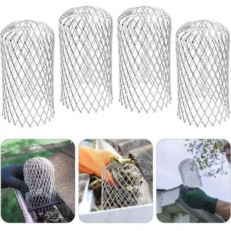 4x Filtres de Gouttière en Acier inoxydable 8x17 cm, Crapaudines pour Gouttière, Grille Protection Gouttière, Gardes de Gouttière en Métal pour Maison Avant Toit Fossé Égout contre les Feuilles (1/4)