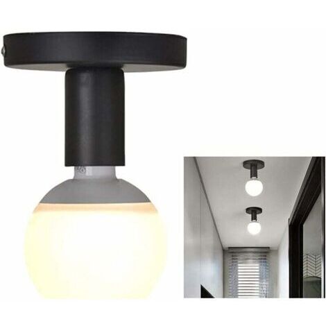 Industriel Plafonnier Industrielle Vintage métal Suspension Luminaire,Plafonnier Fer forge Mini plafonnier créatif moderne,pour Entrée,Porche,Couloir,Grenier,allée,Salle à Manger.(noir)-(Sans Ampoule) (1/4)