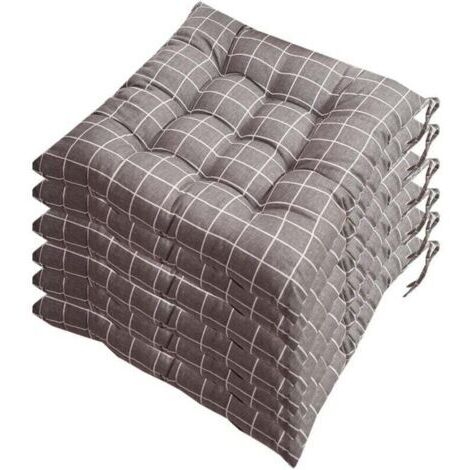 Lot de 6 galettes de Chaise 40x40, Coussin décoratif Coussin Coussin de Chaise Coussins de Jardin 12 surpiqûres en Un Motifs différents, Polyester (A) (1/4)