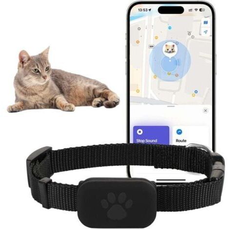 Collier De Suivis pour Chat Traceur pour Chien, Traceur pour Animaux, sans Abonnement Mensuel, Collier GPS Réglable De 28 À 39 Cm avec Boucle De Sécurité, Compatible iOS, pour Animaux De Compagnie
