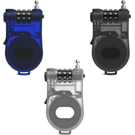 Lot de 3 cadenas à combinaison à 3 chiffres avec câble rétractable, longueur réglable jusqu'à 1 m, bouton de réinitialisation de mot de passe, facile à utiliser, convient pour sac de voyage (1/4)