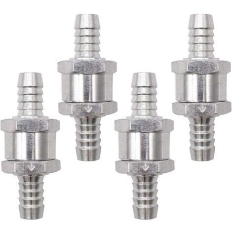 Clapet Anti-Retour, 4 Pièces Argent Anti-Retour Valve avec Flèche Non Retour Clapet en Alliage pour Carburateur Low Systèmes de carburant Sous Pression Voiture (10mm) (1/4)