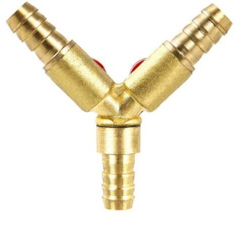 Y Connecteur de tuyau 3 voies séparateur, alliage de laiton et de zinc, 10 mm valve à bille pour eau, huile et gaz pour arrosage de jardin(1 pièce)