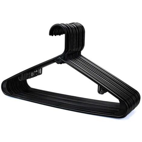 Cintres en Plastique Noir - Lot de 20, Cintres pour Portemanteaux, Armoire et Placard Solides, Cintre Robuste avec Barre Porte-Pantalons et Pinces, Gain de Place, Largeur 40 cm (1/4)