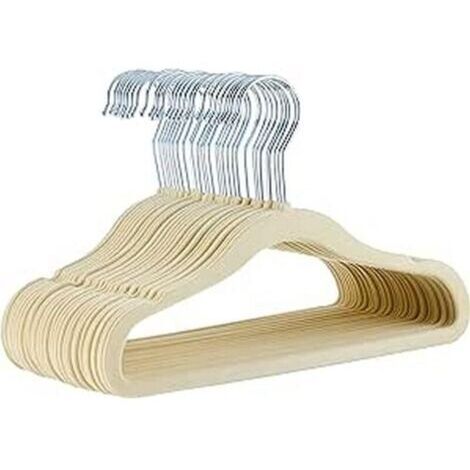Lot de 30 cintres antidérapants en velours pour enfants et tout-petits, 29 cm, beige (1/4)