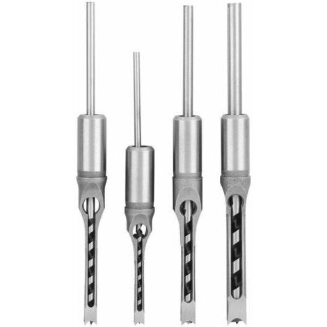 Roulement en Acier Trou Carré Perceuse Mortaiseuse Ensemble de Forets Machine à Bois Trou Scie Forage Outils à Main Accessoires de Travail du Bois,(4pcs) (1/4)