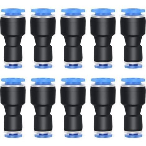 Lot de 10 réducteurs de tube droit de 8 mm de diamètre extérieur x 6 mm de diamètre extérieur pour accessoires de connexion, raccords pneumatiques, connecteur réducteur de tuyau