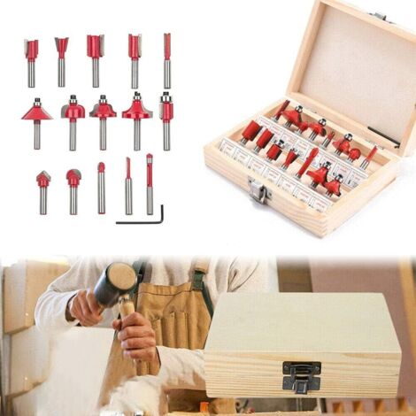 Kit d'extraction de bois de 15 1/4" - Kit d'extraction de bois à pointe en carbure de tungstène de 6,35 mm (1/5)