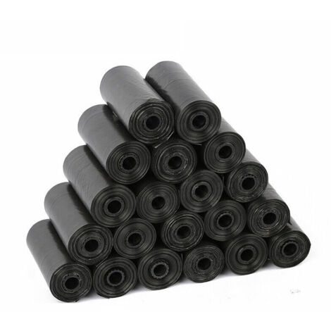 SR Sac a crottes Chien Sacs biodégradables pour excréments de Chien. 300sachets à déjections Canines, 20 Rouleaux, Couleur Noir. (1/5)