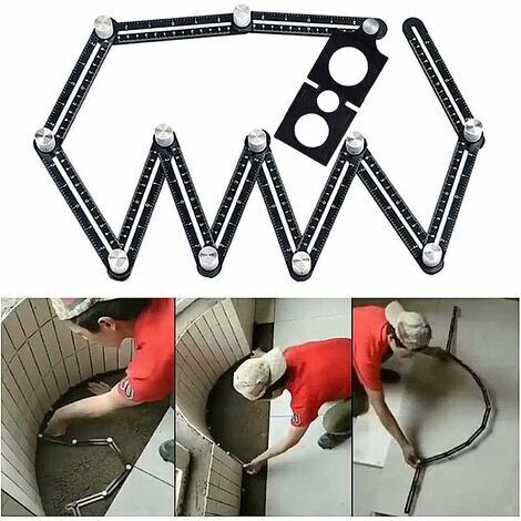 Dodeclips carreaux de verre à trou ouvert positionneur règle Wire Box Floor drain Box mesure positionner règle en aluminium noir (1/5)