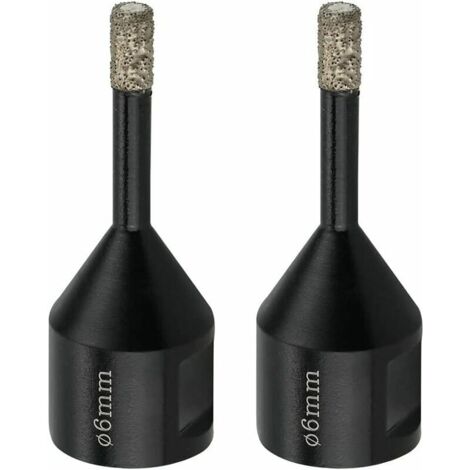 Forets pour carrelage 6 mm M14 Mèche diamantée pour carrelage en porcelaine et marbre – Scie cloche diamantée, 2 x mèches diamantées sèches pour meuleuse d'angle Guazhuni (noir) (1/5)