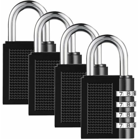 Serrure à combinaison à 4 chiffres Lot de 4 cadenas à code à combinaison robuste pour la famille, l'école, les affaires, les casiers à bagages et la boîte à outils (1/5)