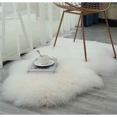 Tapis imitation laine irrégulière tapis de baie vitrée tapis en peluche (blanc 5080cm) (1/5)