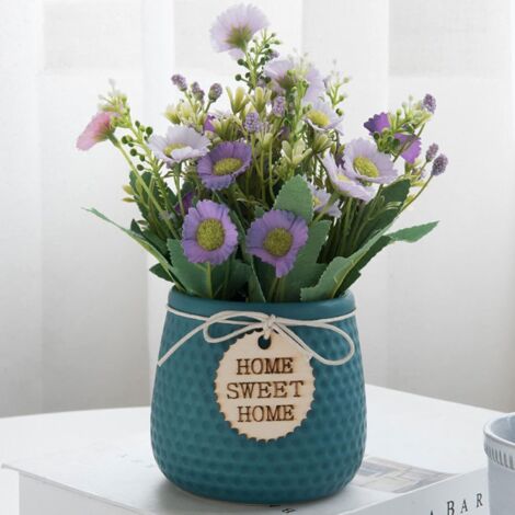 Bonsaï Artificiel,Plante Artificielle en Pot de Marguerite ,Ornements Décoratifs pour La Maison, Intérieur, Mariage Extérieur Et Intérieur, Bureau(Bleu) (1/5)