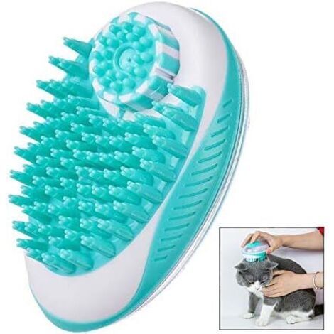 Brosse de bain pour animaux domestiques, brosse pour chiens, brosse pour chats avec poils en silicone ultra doux, brosse de massage pour chiens et chats, vert (1/5)